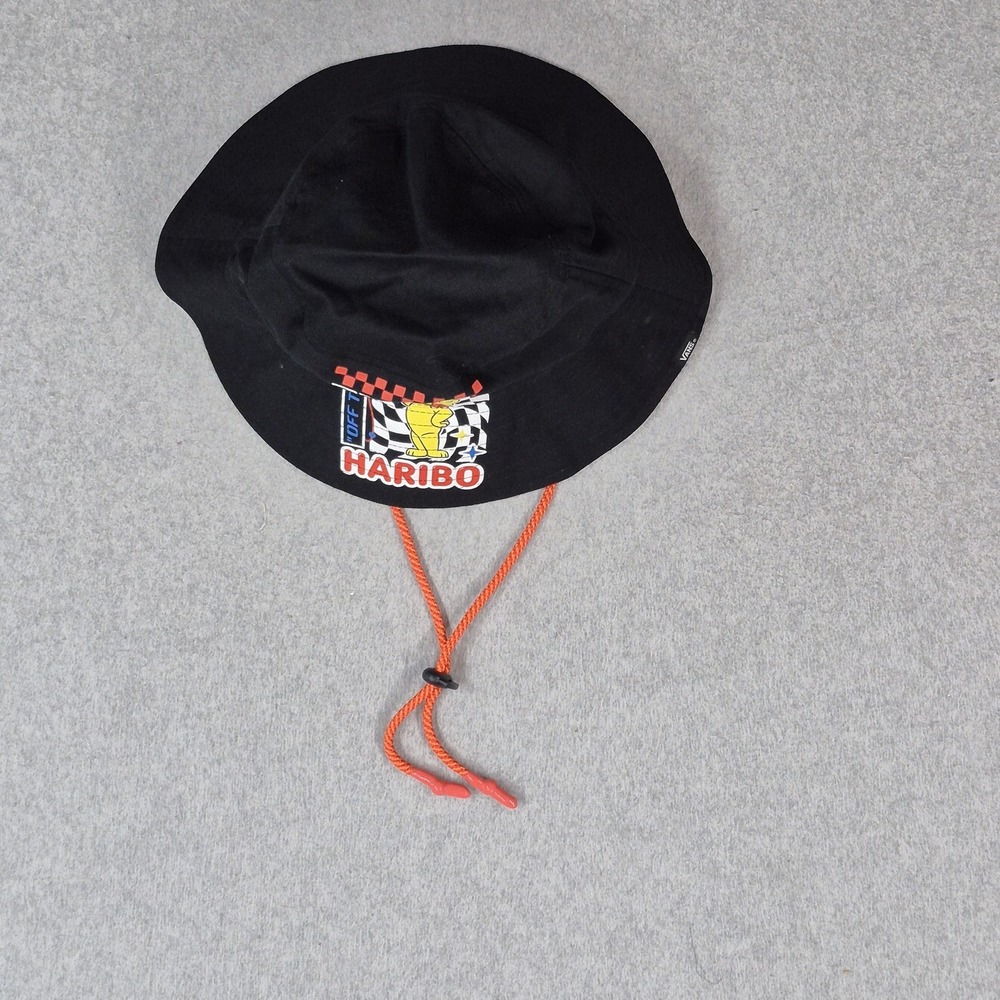 Vans x Haribo Men Bucket Hat OS Black Wide Logo Drawstring Bear Checkered Flag